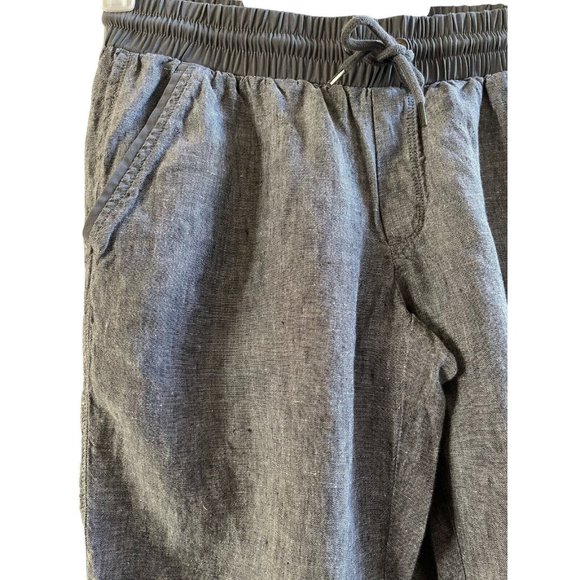 Athleta Womens Bali Linen Cuffed Ankle Cropped Beach Pant Gray Pull On Size 6 - Picture 4 of 5
